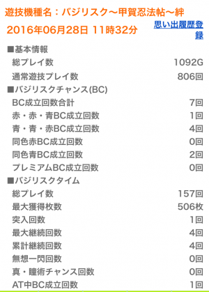 バジリスク絆ユニメモ結果