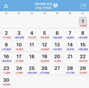 2019年6月収支 taiキング